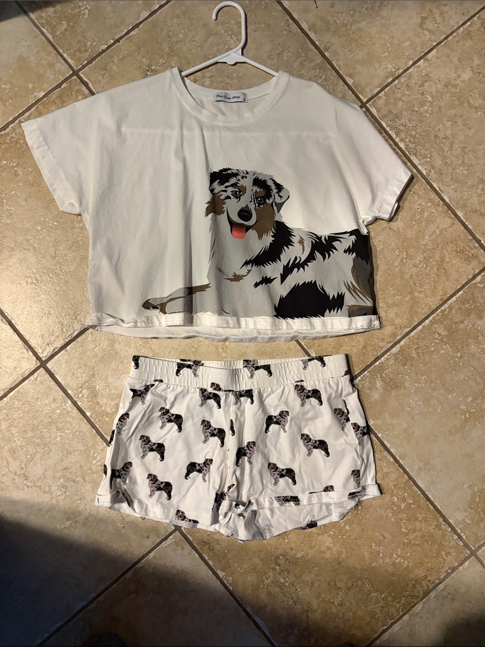 NWOT Australian Shepard Pajama Set - Cropped Tee & Shorts